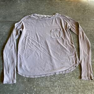 3 Three Dots Single Pocket Long Sleeve Shirt Womens Small Supima Cotton Gray USA